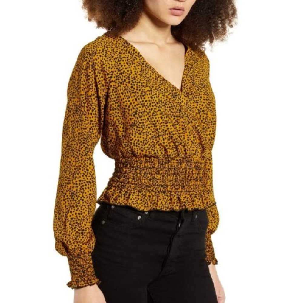 BP. Smocked Surplice Top